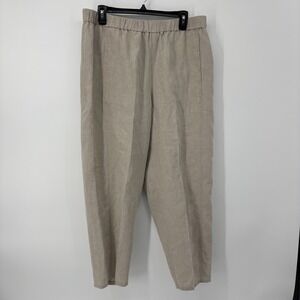 Eileen Fisher Washed Organic Linen Délavé Lantern Pant Beige Tapered Size Large